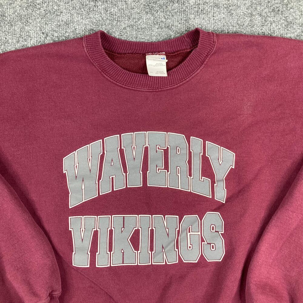 Gildan Sweatshirt Mens 2XL Maroon‎ Waverly Vikings Graphic Crewneck